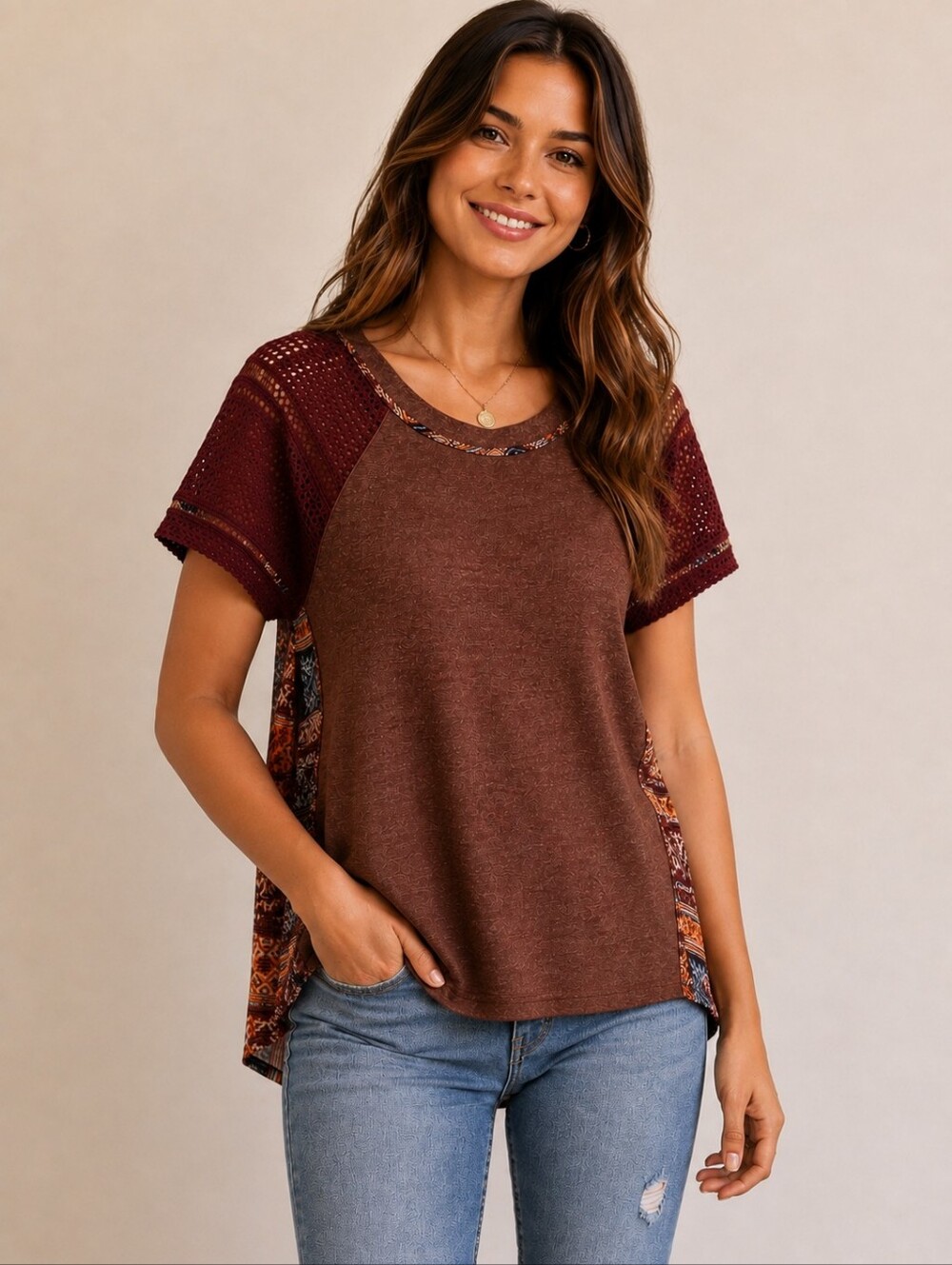 ❤️ NWOT! MISS ME MIXED MEDIA TOP, SMALL